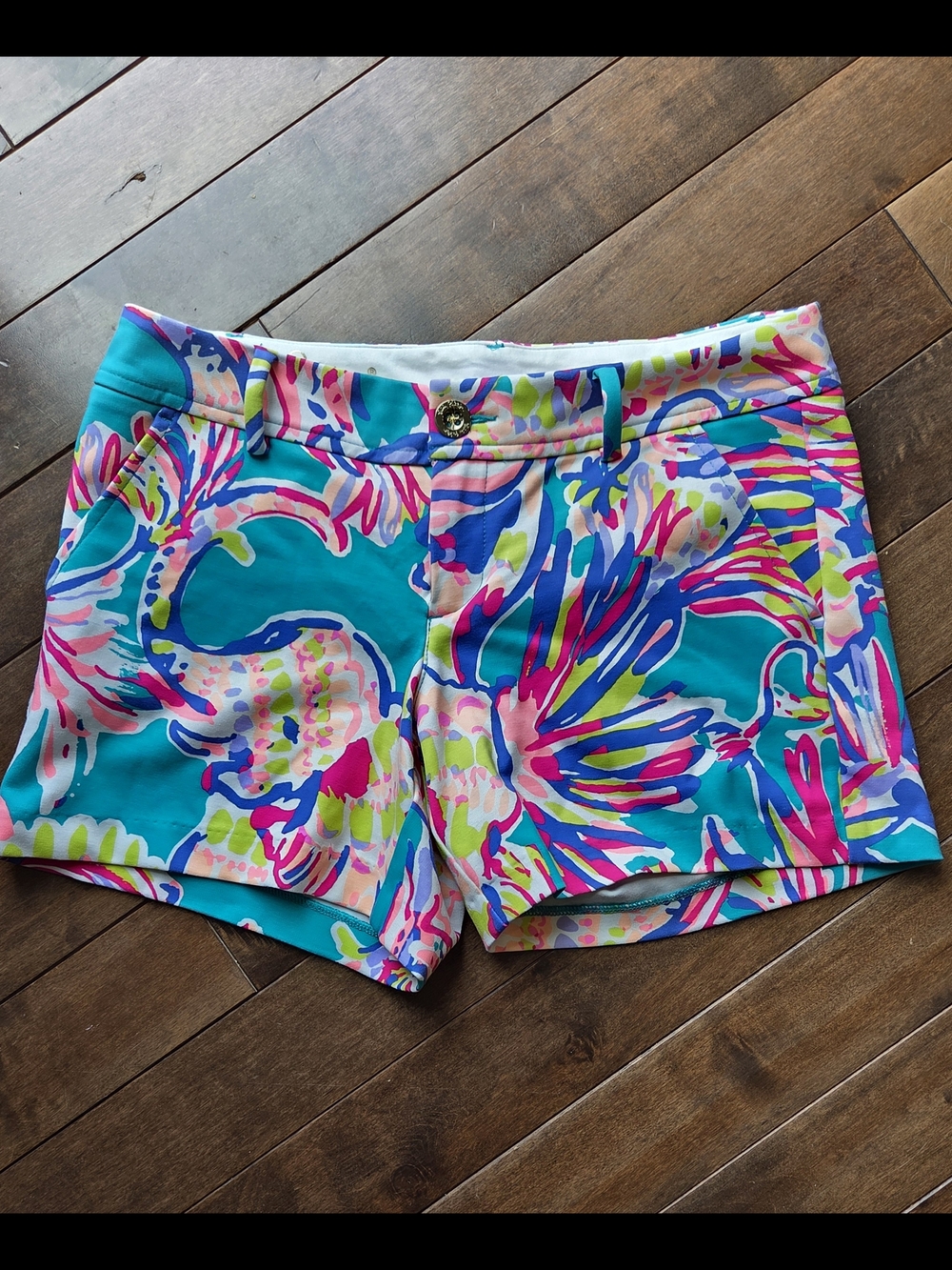 Lilly Pulitzer Teal Floral-Print Shorts